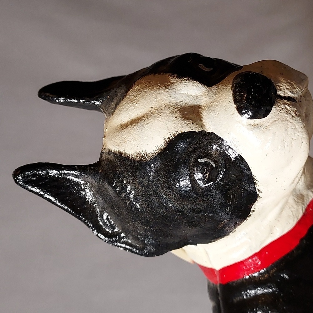 Vintage Cast Iron Boston Terrier Dog Door Stop Hand Painted - Picture 2 of 9